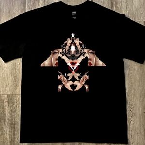 Symmetrical Tiger Silhouettes filled w Monroe's Face Graphic Tee Blk Cotton L